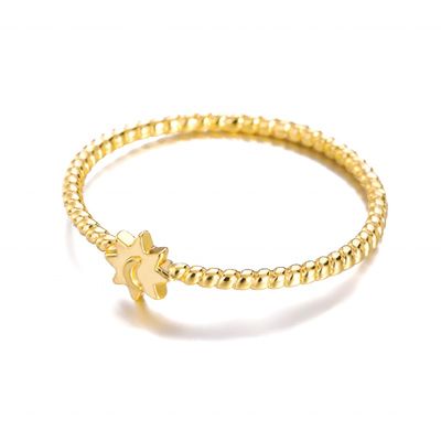 925 스터링 은 달 태양 반지 18K 금 접착 유니섹스 보석