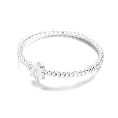 925 스터링 은 달 태양 반지 18K 금 접착 유니섹스 보석