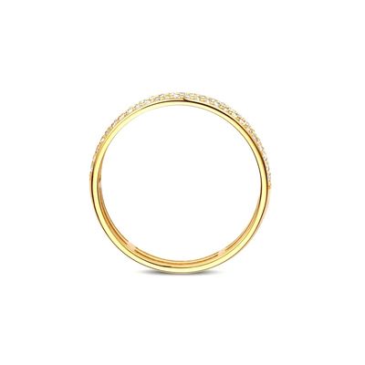 여성용 925 스털링 실버 18K 골드 도금 CZ 하프 이터니티 링