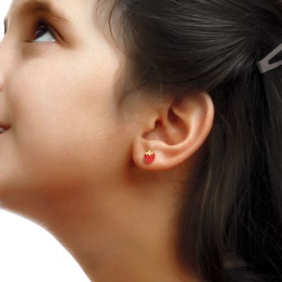 925 스터링 실버 딸기 스드 귀걸이 어린이용 92.5% 순정