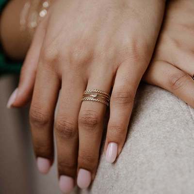 Waterproof 18K Gold Plated 925 Sterling Silver Fashion Stacking Leaf Ring for Unisex