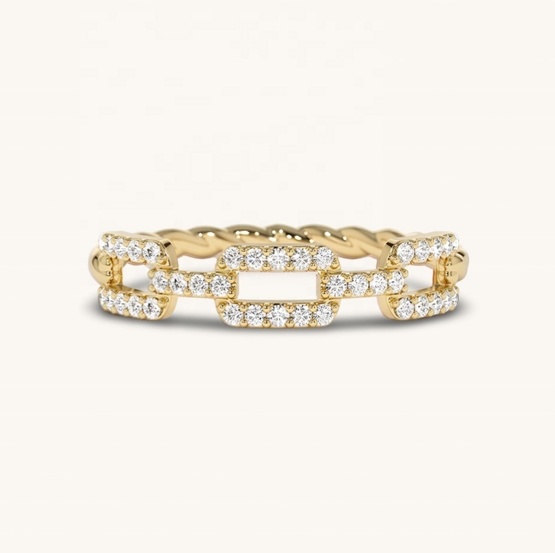 925 Sterling Silver 18K Gold White CZ Cuban Twist Ring with Fast Shipping to Your Country