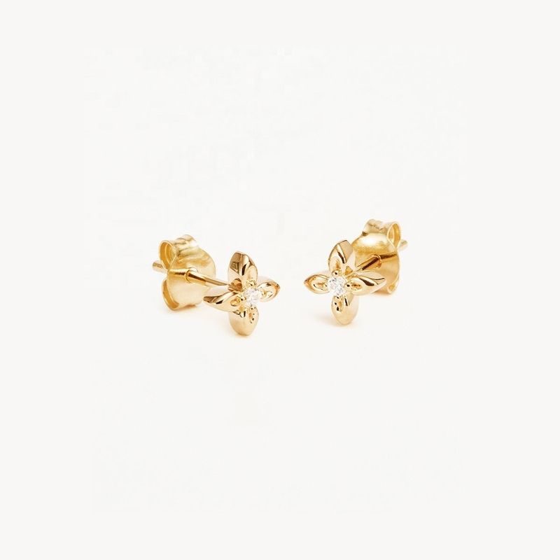 925 스털링 실버 꽃 스터드 귀걸이, 데일리 착용을 위한 작은 사이즈