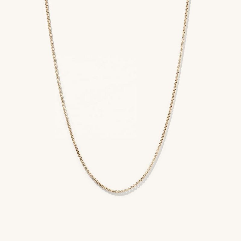 핸드메이드 18K 골드 도금 라운드 박스 체인 목걸이, 빠른 배송 및 맞춤형 로고