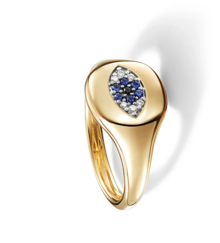 브라질 케이블 수집품 Evil Eye 미니 피니 링 18K 금 흰색 CZ 925 은