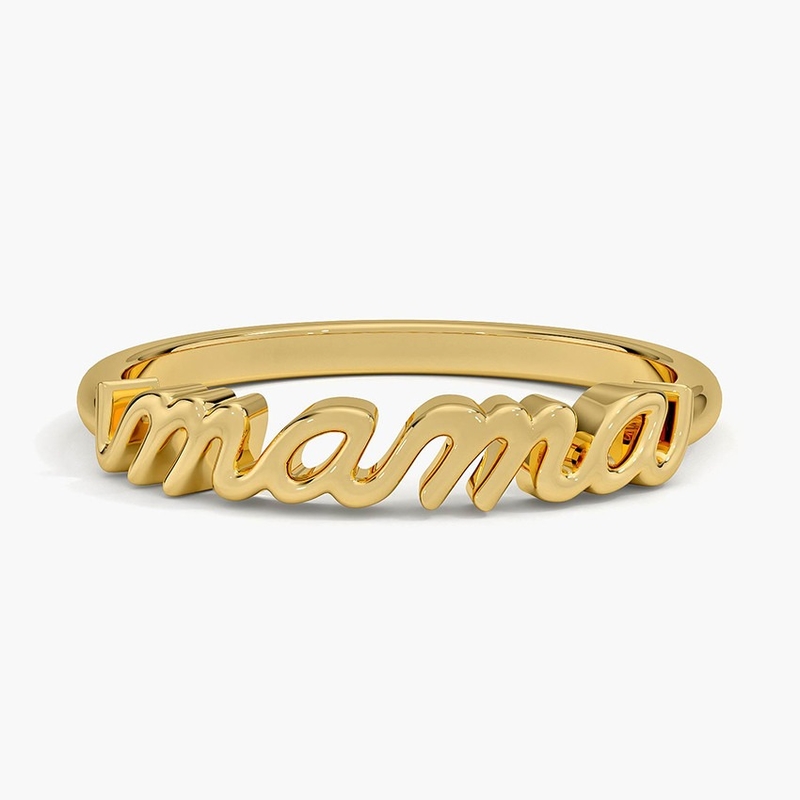 클래식 925 스터링 실버 14K 금 고도로 닦은 미니멀리즘 디자인 MAMA 여성 반지