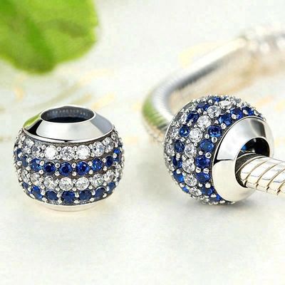 패션 흰색과 파란색 CZ 925 스터링 실버 보석 제조 액세서리