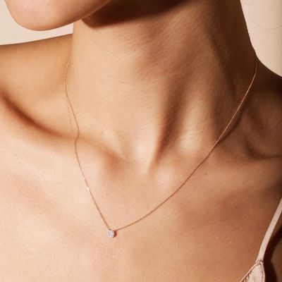 디스크 모양의 작은 18K 금으로 칠한 CZ 다이아몬드 목걸이