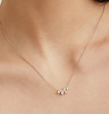 925 은 14K 접착 목걸이 18 인치 마르키즈 토파스 목걸이 및 흰색 CZ 다이아몬드