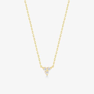 18K 금 지르콘 Pendant 은 사슬 삼중 다이아몬드 큐브 지르콘 목걸이