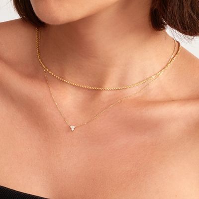18K 금 지르콘 Pendant 은 사슬 삼중 다이아몬드 큐브 지르콘 목걸이