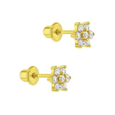 5MM 18k 금으로 칠한 꽃 아기 귀걸이 925 스터링 은으로 어린이에게 완벽한 선물