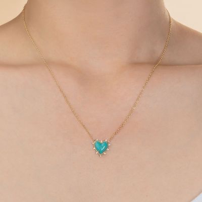 925 스터링 은 사슬 보석 다이아몬드 및 튀르코아즈 심장 트위스트 목걸이 진주 사슬이 없습니다