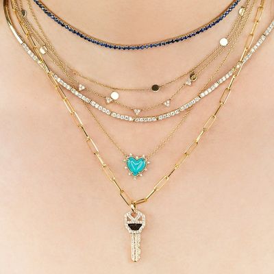 925 스터링 은 사슬 보석 다이아몬드 및 튀르코아즈 심장 트위스트 목걸이 진주 사슬이 없습니다