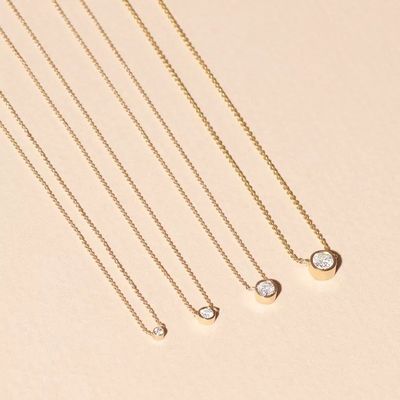 단순 925 스터링 실버 솔리테어 다이아몬드 CZ 목걸이 7mm/10mm/15mm 돌 크기
