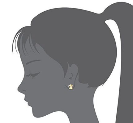 은 아기 강아지 큐브 지르코니아 스크루백 소녀 귀걸이 로디움 접착