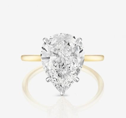 기본 흰색 큐브  Zircon Pear Cut Solitaire 925 스터링 은 결혼 반지