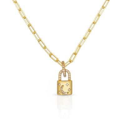 18K 금 금 목걸이 Pendant Pave 흰색 CZ 링크 체인 목걸이 약혼