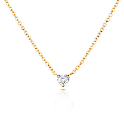 심장 큐브 Zircon 18K 금으로 접힌 여성 목걸이