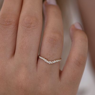 925 스터링 실버 곡선 다이아몬드 CZ 약혼 반지 스택 결혼 반지