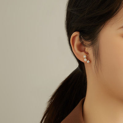 18K 금 925 스털링 실버 스타 큐브 지르코니아 스드 귀걸이 여성 액세서리