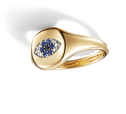 브라질 케이블 수집품 Evil Eye 미니 피니 링 18K 금 흰색 CZ 925 은