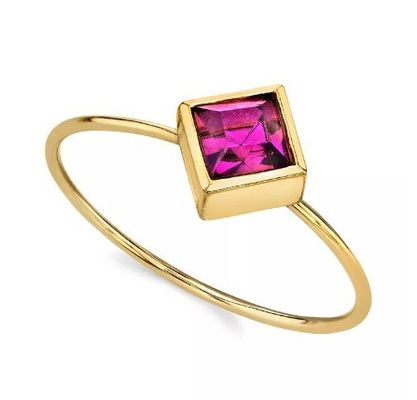 14K 금으로 붓은 큐브 지르코니아 크리스탈 링 OEM 라인스톤 링