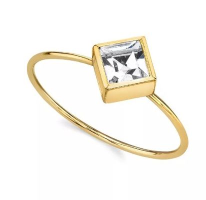 14K 금으로 붓은 큐브 지르코니아 크리스탈 링 OEM 라인스톤 링