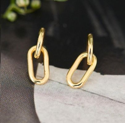 결혼식용 단순 은 케이블 링크 스터드 귀걸이 30mm 높이 우아한 디자인