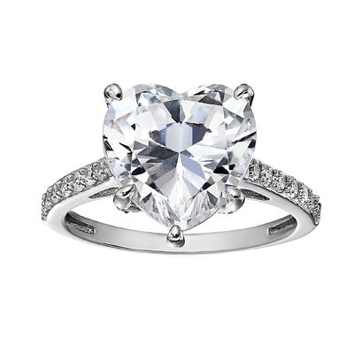 마이크로 삽입 인레이 기술 심장 절단 CZ 돌 925 스털링 은 engagement ring