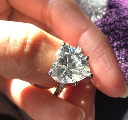 마이크로 삽입 인레이 기술 심장 절단 CZ 돌 925 스털링 은 engagement ring