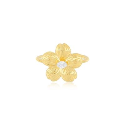 Forever Flower 18K 금으로 칠한 타원형 CZ 여자 반지 925 스터링 은 보석