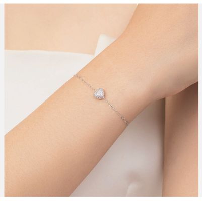 여성용 925 스터링 실버 심장 팔찌