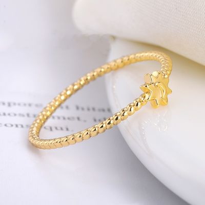 925 스터링 은 달 태양 반지 18K 금 접착 유니섹스 보석