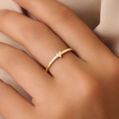 여성용 925 스털링 실버 골드 도금 CZ 연꽃 반지
