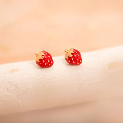 925 스터링 실버 딸기 스드 귀걸이 어린이용 92.5% 순정